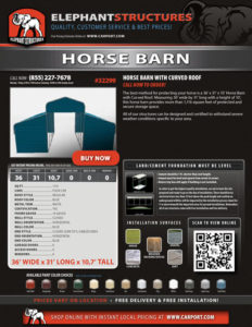 36x31 Horse Barn Curved Roof