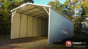 All White single car certified carport at 16' Wide x 31' Long x 12' High
